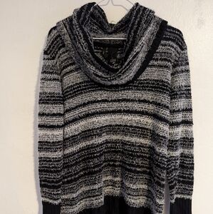 New Directions Fuzzy Black and White Sweater size L
